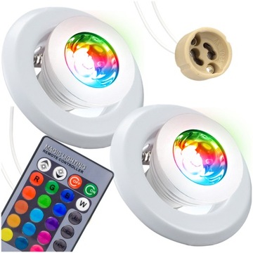 2x ZESTAW OŚWIETLENIOWY LED GU10 RGB Z PILOTEM