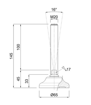 РЕГУЛИРУЕМАЯ НОЖКА FI 65 M20X100 ЦИНК/ПОЛИАМИД