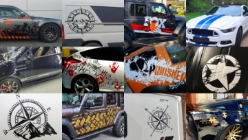 НАКЛЕЙКИ БОКОВЫЕ НА АВТОМОБИЛЬНЫЕ ПОЛОСКИ 190х9см 2шт.