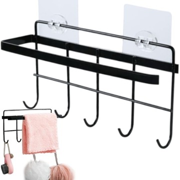 WIESZAK NA RĘCZNIKI SAMOPRZYLEPNY BEZ WIERCENIA Z HACZYKAMI DO ŁAZIENKI