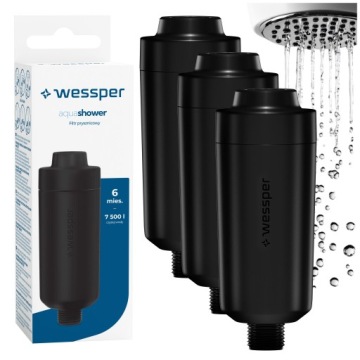Sada 3x Sprchový Filtr Wessper černá odstraňuje chlór z vody