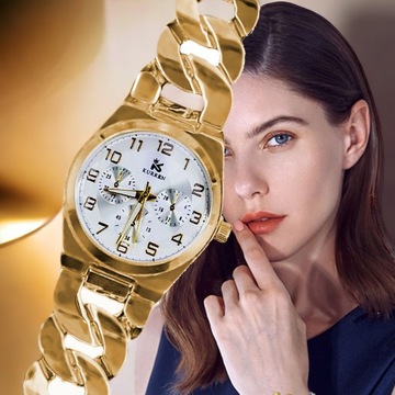 КЛАССИЧЕСКИЕ БОЛЬШИЕ ЗОЛОТЫЕ ЖЕНСКИЕ ЧАСЫ-БРАСЛЕТ