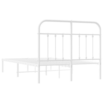 Metalowa rama łóżka z wezgłowiem, biała, 120x190