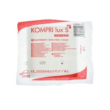 Kompres z gazy jałowy 17N8W 7,5x7,5cm a'3szt KOMPRI LUX S Zarys