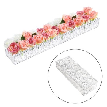 Прямоугольная акриловая ваза для цветов, размеры 30смх10смх6,5см.