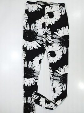 Spodnie materiałowe damskie GEORGE czarno białe w kwiatki EUR 36 NOWE