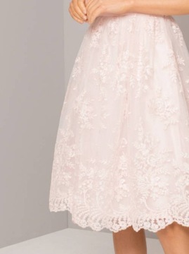 CHI CHI LONDON sukienka brzoskwiniowa koronka 36