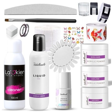 Zestaw akryl do paznokci Isabellenails 3x Proszek Akrylowy 15ml liquid prim