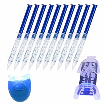 zestaw do wybielania zebów 10sztuk ŻEL LAMPA UV do wybielania +BATERIE z PL