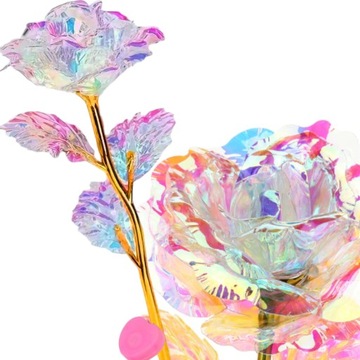 WIECZNA RÓŻA LED BŁYSZCZĄCA ŚWIECĄCA TĘCZOWA PREZENT NA DZIEŃ MATKI MAMY