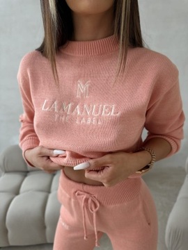 Komplet damski dres sweterkowy INTO IT La Manuel koral łosoś M/L