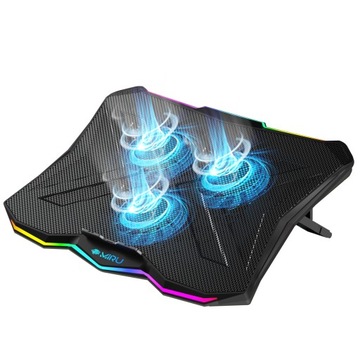 ОХЛАЖДАЮЩАЯ ПОДСТАВКА ДЛЯ НОУТБУКА 15–17 ДЮЙМОВ, РЕГУЛИРУЕМАЯ RGB-СВЕТОДИОДНАЯ, С USB