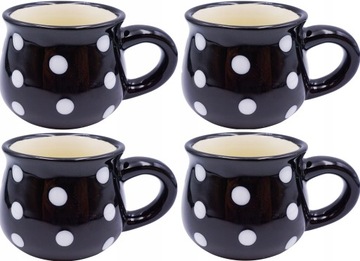ZESTAW 4x FILIŻANKA ESPRESSO CERAMIKA CZARNA 90ml.