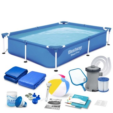 BASEN OGRODOWY STELAŻOWY 221x150x43cm BESTWAY 16w1