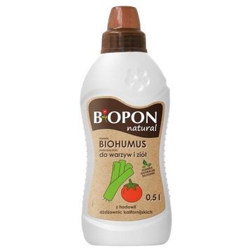 BIOPON NATURAL NAWÓZ BIOHUMUS UNIWERSALNY DO WARZYW I ZIÓŁ 0,5L ODŻYWCZY