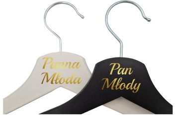 Komplet wieszaki ślubne ślub ZŁOTE glamour wesele panna młoda pan młody mąż