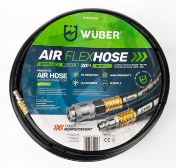 ШЛАНГ, ПНЕВМАТИЧЕСКИЙ РЕЗИНОВЫЙ ШЛАНГ 20М 10х17ММ, ТЕСНЫЙ ДЛЯ КОМПРЕССОРА WUBER