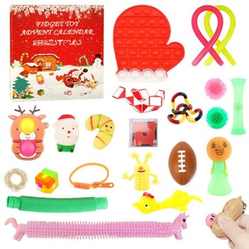 KALENDARZ ADWENTOWY ANTYSTRESOWE ZABAWKI FIDGET TOYS LOGICZNE GNIOTEK MOCHI