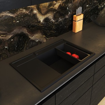 PYRAMIS CAMEA ГРАНИТНАЯ МОЙКА 79x50 BLACK EDITION MATTE RIGHT + БЕСПЛАТНАЯ ВСТАВКА