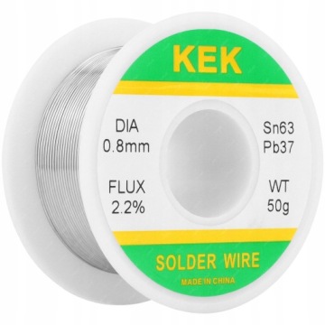 PROFESJONALNA CYNA DO LUTOWANIA Z TOPNIKIEM FLUXEM KEK Sn63Pb37 0.8mm 30g
