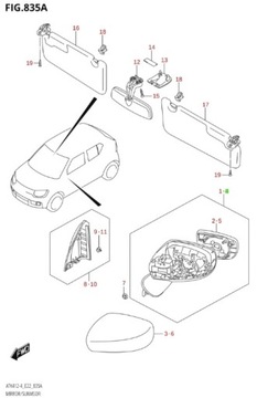 SUZUKI IGNIS III 2017- ZRCÁTKO LEVÉ BEZ SMĚR