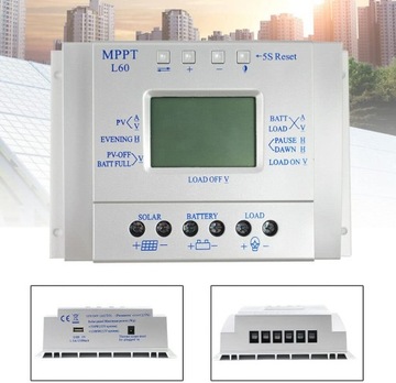 REGULATOR ŁADOWANIA SOLARNY 60A 12V PANEL LCD