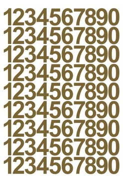 Наклейки с цифрами шириной 3 см. Золото 90 шт.