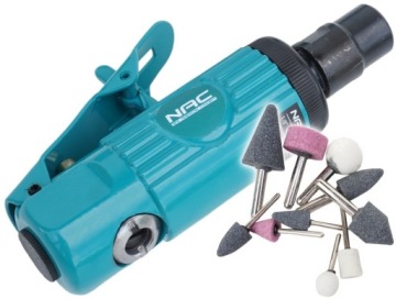 ПНЕВМАТИЧЕСКАЯ ПРЯМОШЛИФНИЦА NAC 25000 об/мин. + набор из 10 насадок в чемоданчике