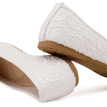 Балетки для девочек, туфли для причастия, белые балетки.
