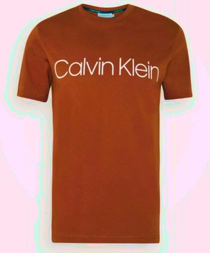 Calvin Klein _ Rudy Brązowy Męski T-shirt CK logo _ XS