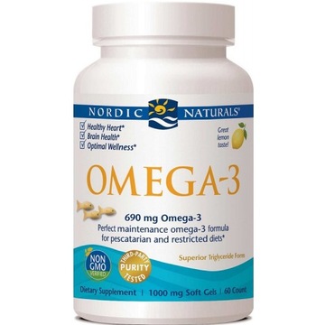 Nordic Naturals Omega-3 690 mg 60K Smak cytrynowy