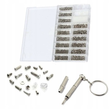 НАБОР ВИНТОВ И ГАЙК ВИНТОВ 1000 ШТ. ДЛЯ РЕМОНТА СТЕКОЛ М1,4 М1,6 СТАЛЬ