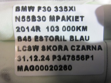 BMW 3 F30 F80 F36 USA ZÁVĚS VZDUCHOVÁ PRAVÁ AIRBAG 7311202 72127311202