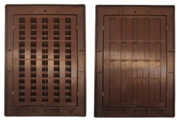 ВЕНТИЛЯЦИОННАЯ РЕШЕТКА 14X21 ДЫМОХОД, УГЛОВАЯ, КОРИЧНЕВЫЕ ЖАЛЮЗИ