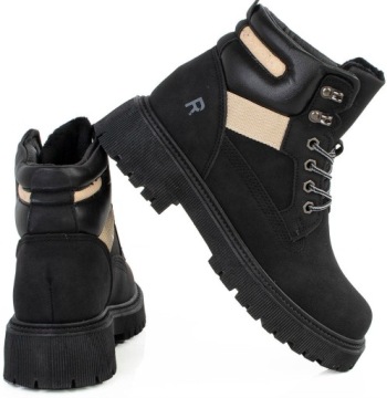 7014 ЧЕРНЫЕ ИЗОЛИРОВАННЫЕ ЖЕНСКИЕ БОТИНКИ TRAPPER 39