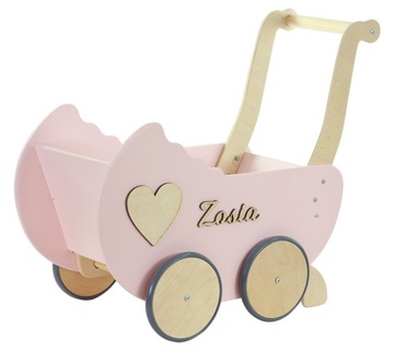 деревянная КОЛЯСКА-КУКЛА + ИМЯ подарок на день рождения