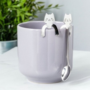 ЧАЙНЫЕ ЛОЖКИ КОФЕЙНЫЕ ЛОЖКИ КОШКИ ЛАТТЕ ПОДАРОК ​​ДЛЯ ДЕВОЧКИ-КОШКИ 2 шт.