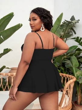 STRÓJ KĄPIELOWY TANKINI Z BASKINKĄ Z FISZBINAMI CZARNE FIGI SHEIN 5XL