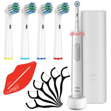 ORAL-B SZCZOTECZKA ELEKTRYCZNA DO ZĘBÓW PRO 3 3500 + KOŃCÓWKI DODATKI