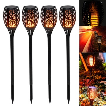 4x Lampa Solarna 96 LED POCHODNIA efekt płomienia 78cm