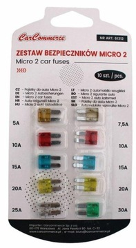 Zestaw bezpieczników MICRO 2 kpl. 10 sztuk
