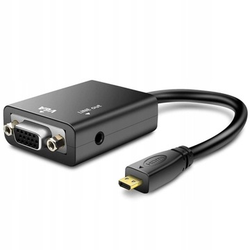 Konwerter Mini HDMI na VGA 1080P Pozłacany (męski