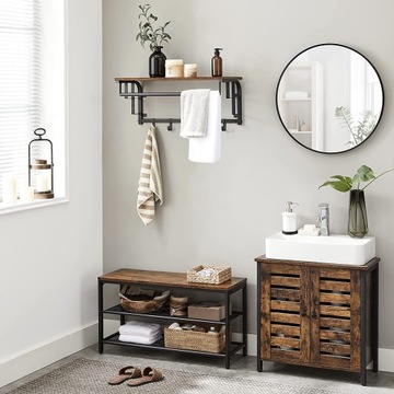 НАСТЕННАЯ ВЕШАЛКА, полка в деревенском стиле с металлом LOFT