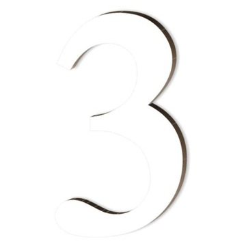 laminat CYFRA liczba 3 TRZY BIAŁA napis r.M 10cm