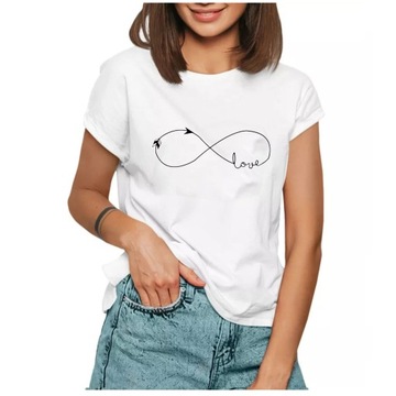 KOSZULKA DAMSKA T-SHIRT Z NADRUKIEM LOVE L
