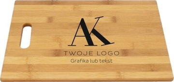 Deska do krojenia z grawerem własnego logo DANYMI FIRMY NADRUKIEM UV