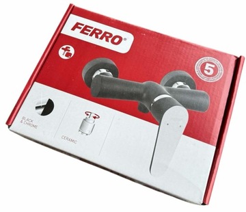 FERRO GEO bateria prysznicowa CZARNY MAT CHROM + zestaw natryskowa CUBIC