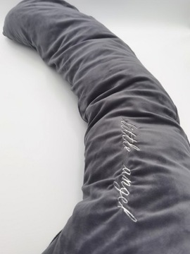 Poduszka ciążowa + dwie powłoczki - napisy + szary velvet