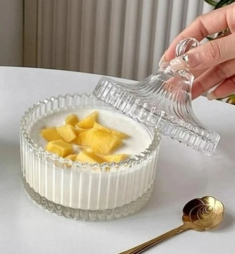 СТЕКЛЯННАЯ САХАРНИЦА С КРЫШКОЙ САХАРНИЦА КОНТЕЙНЕР ДЛЯ САХАРНЫХ СЛАДОСТЕЙ С ЮВЕЛИРНЫМИ ИЗДЕЛИЯМИ