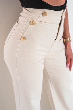 Szerokie damskie spodnie modelujące jeansowe szwedy wysoki stan S